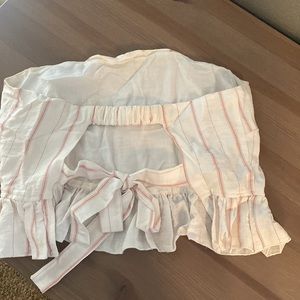 striped pink & white crop strapless top with back bow detail